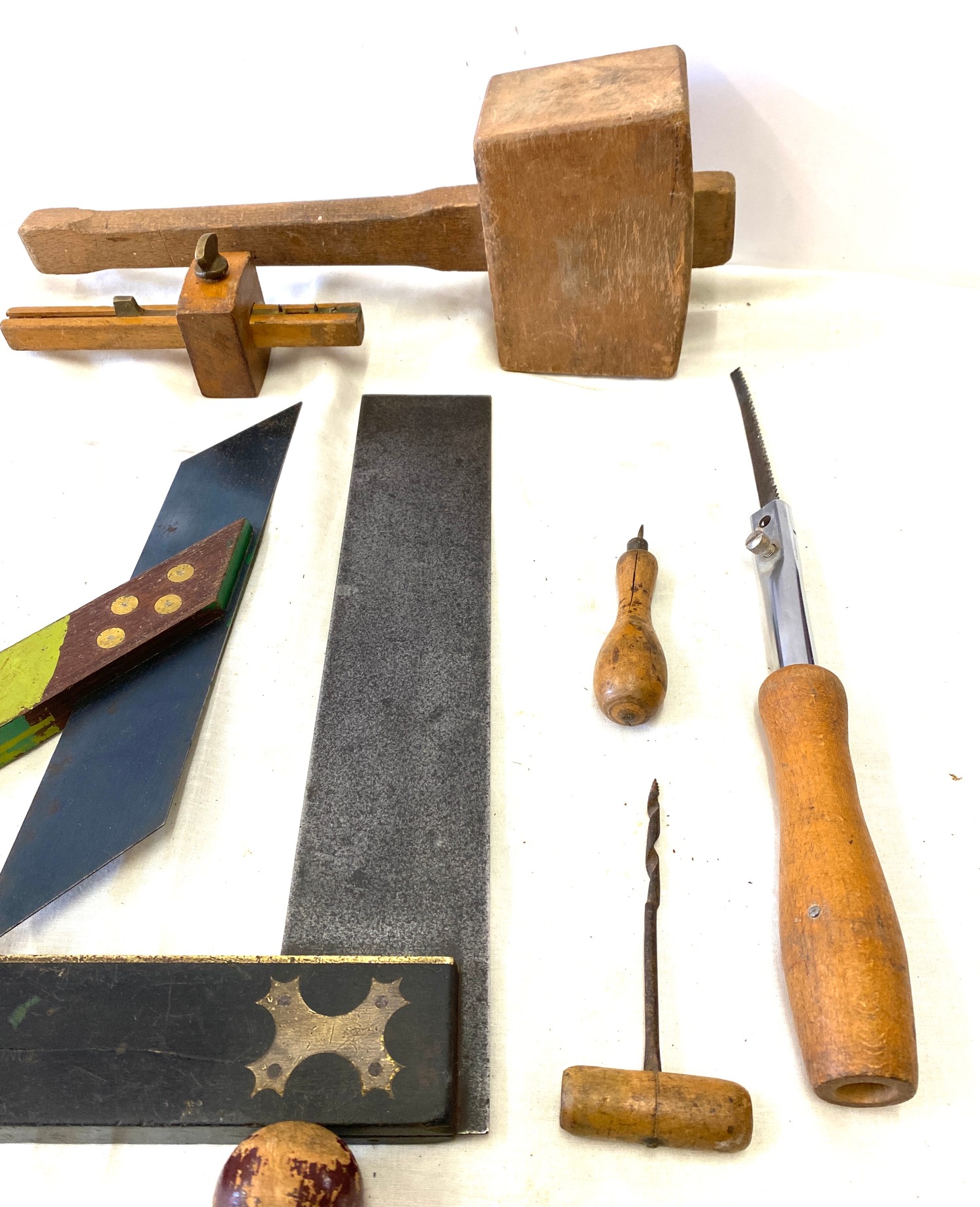 Selection of vintage wood workers tools, includes had drill etc - Image 3 of 4