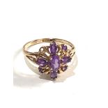 9ct gold amethyst cluster ring 2.2g