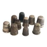 10 antique silver thimbles