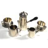 Vintage miniature silver coffee set with cups and saucers Birmingham silver hallmarks