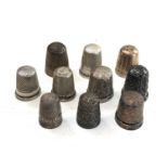 10 antique silver thimbles