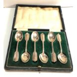 Boxed silver tea spoons Sterling silver hallmarks weight 89g