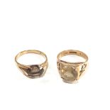 2 x 9ct Gold rings inc. citrine, smoky quartz 5.8g