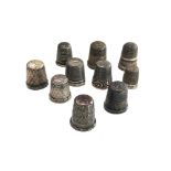 10 antique silver thimbles