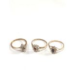 3 x 9ct cluster rings 3.6g