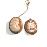 2 x 9ct cameo pendant and brooch 9.2g