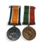 ww1 mercantile medal pair to Gordon waters