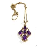 vintage 9ct gold amethyst pendant necklace 4.1g