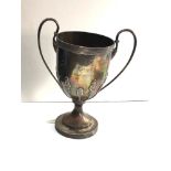 Silver 2 handle trophy measures approx 20cm tall weight 355g