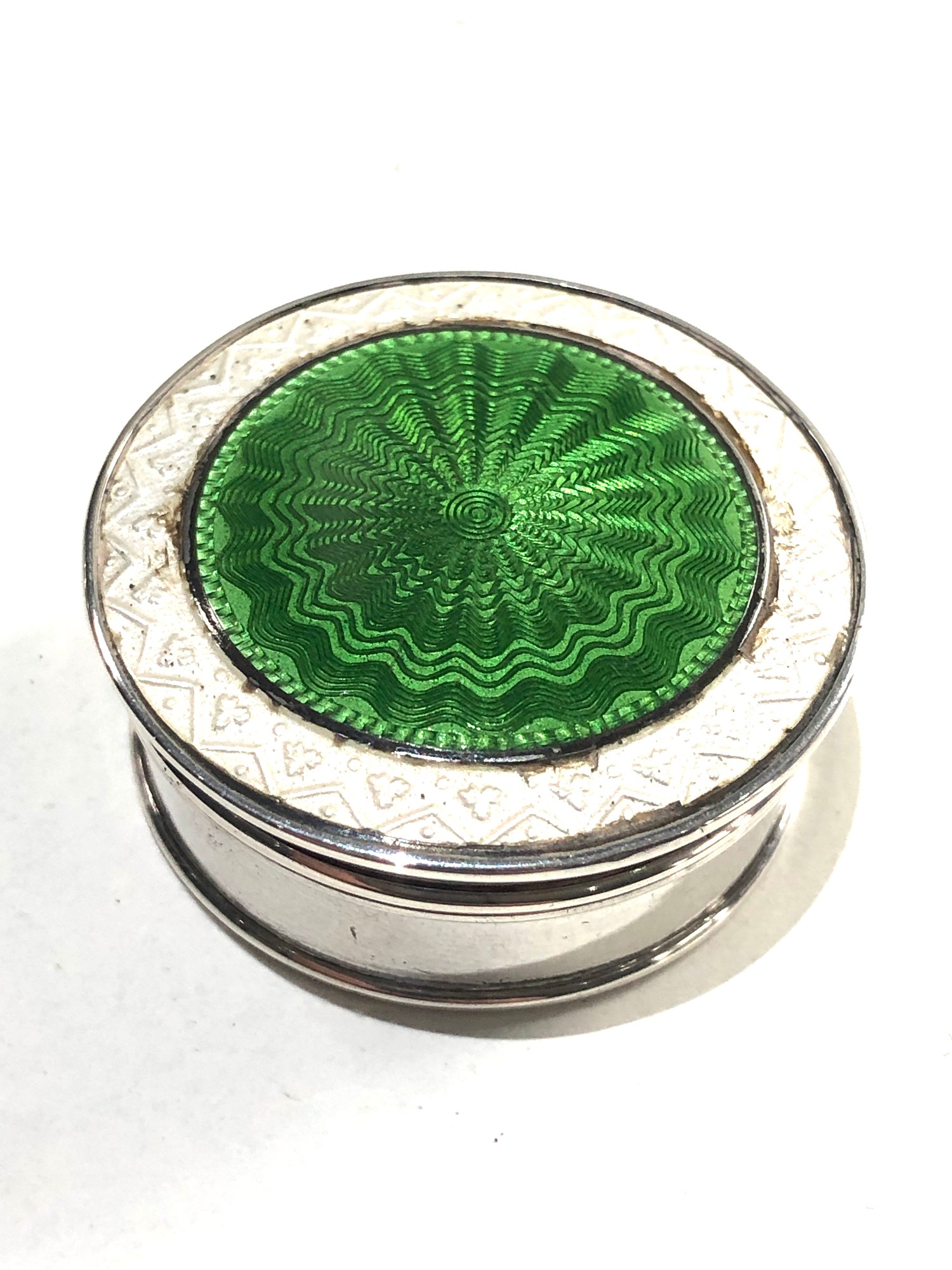 2 Antique Silver & guilloche enamel lid Pill Boxes both have Birmingham silver hallmarks as shown - Image 3 of 6