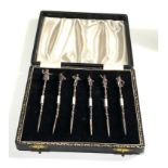 Set of 6 silver dickens figure cocktail sticks