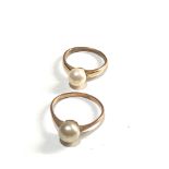 2 x 9ct pearl rings 3.2g