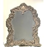 Large Antique silver dressing table mirror measures approx 44cm by 36cm Birmingham silver