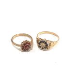 2 x Vintage 9ct Gold rings inc. garnet, sapphire 3.9g