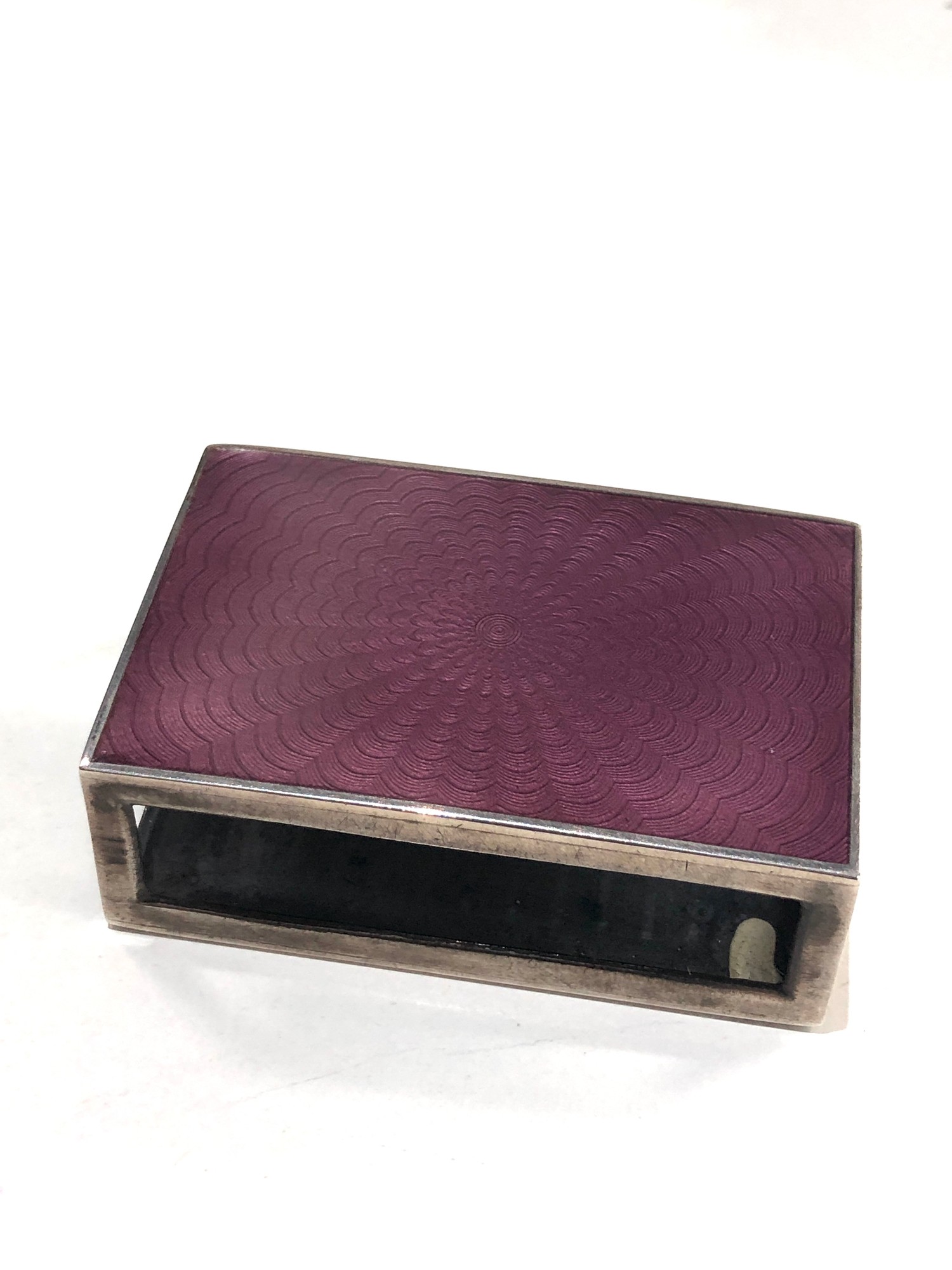 Fine antique silver & enamel match box case measures approx 6.1cm by 4.1cm please see images for - Image 3 of 5