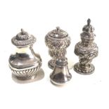 Selection of antique silver items salts & peppers weight 150g