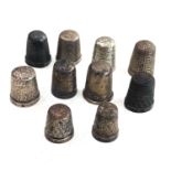 10 antique silver thimbles