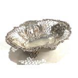 Antique silver pierced sweet bowl measures approx 18.5cm by 13.5cm london silver hallmarks weight