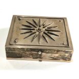 Modernist design silver wood lined box measures approx 11cm by 9.5cm height 3cm hallmarked 925 sil