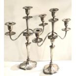 Large pair of Walker & Hall silver candelabra measure approx 42cm tall 32cm wide total weight