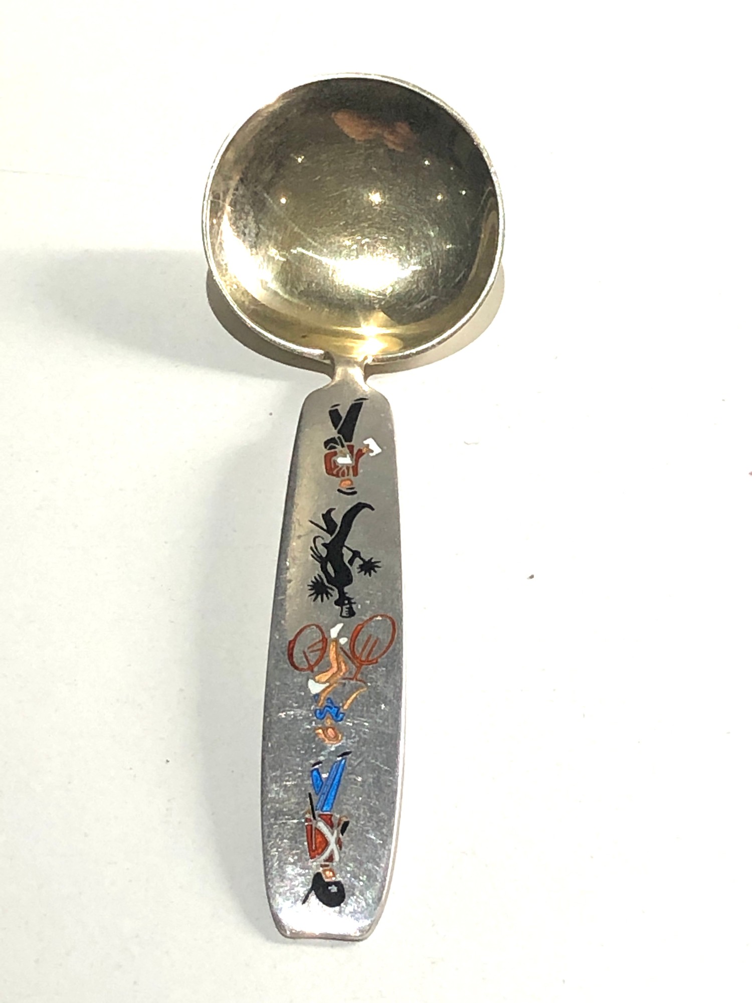 Vintage Denmark silver and enamel caddy spoon by A.Michelsen copenhagen