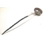 Large georgian silver coin set punch ladle with horn twisted handle measures approx,37cm long