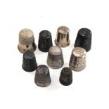 10 antique silver thimbles