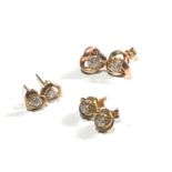 3 x 9ct stud earrings