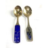 2 Danish silver and enamel A michelsen year spoons july 1964 & 1966