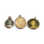 3 antique 9ct gold framed picture lockets