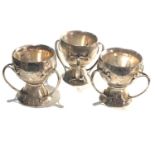 3 antique art nouveau silver bowls each measure height 6.2cm by 7.2cm wide chester silver