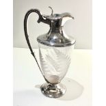 A fine victorian silver & etched glass claret jug full sheffield silver hallmarks measures approx