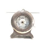 Antique silver cased barometer measures approx 9cm by 7.8cm
