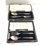 2 boxed silver Christening spoon & forks in fitted boxes sheffield & Birmingham silver hallmarks