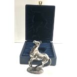 Fine boxed signed solid silver figure of a rearing horse by lorne mckean measures approx 11.8cm by