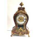 A Fine quality red tortoiseshell and cut brass french Boulle clock by japy Freres & Co with gilt
