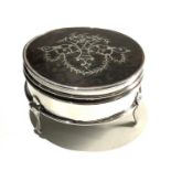 Antique silver & tortoiseshell jewellery box 7cm dia height 4.5cm