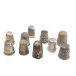 10 antique silver thimbles