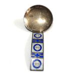 A rare sterling silver sugar or caddy spoon circa 1950 by David Andersen The round bowl passing into