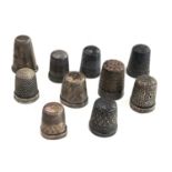 10 antique silver thimbles