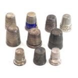 10 antique silver thimbles