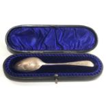 Victorian silver Christening spoon in fitted box sheffield silver hallmarks spoon measures 16cm long