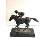 Signed David cornell bronze horse and jockey figure champion finish