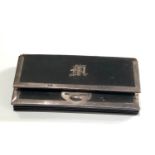 Antique leather and silver mounted purse Birmingham silver hallmarks measures approx 11cm by 5.5cm