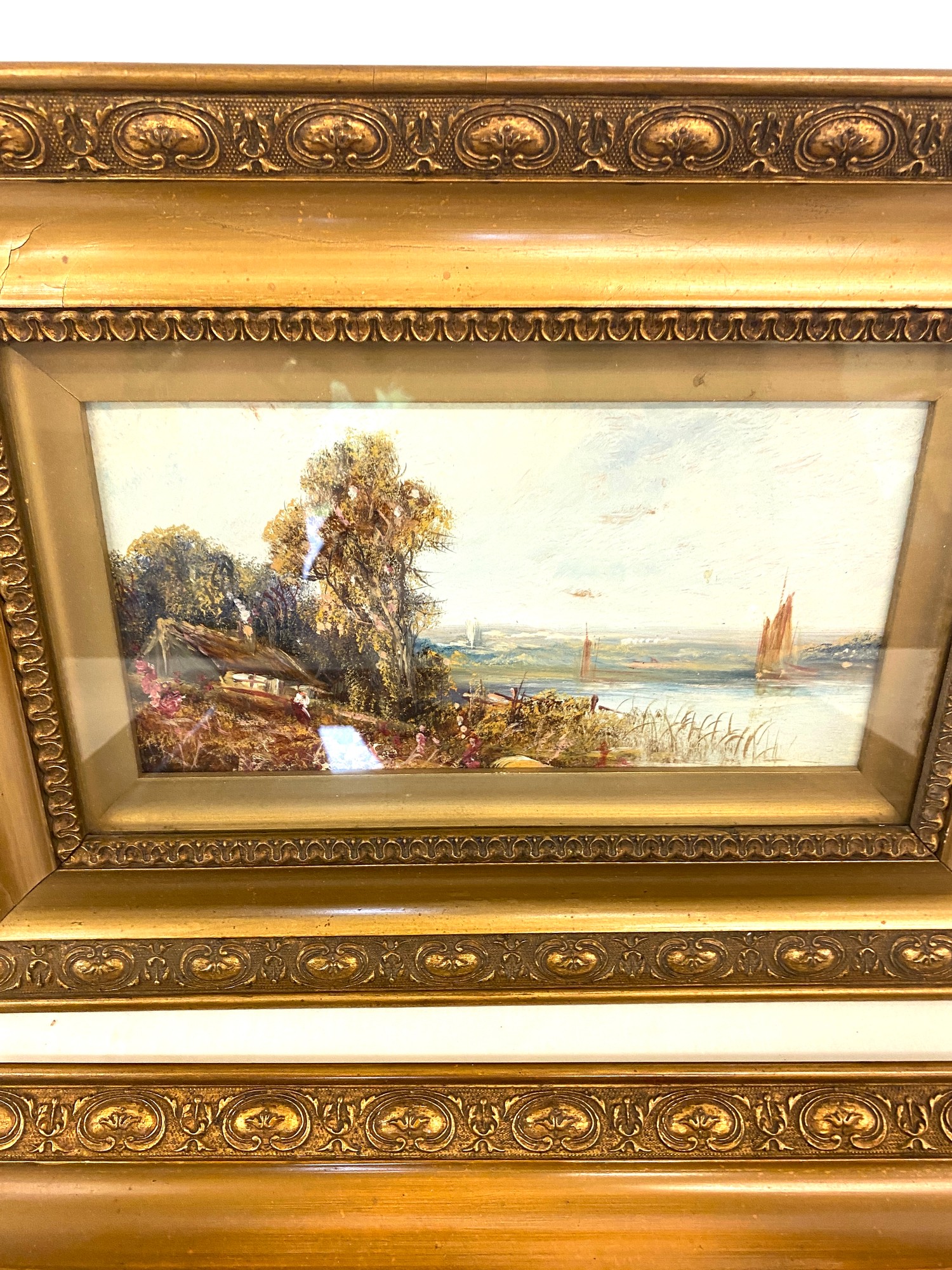 2 Gilt framed oil on board antique pictures - Image 2 of 3