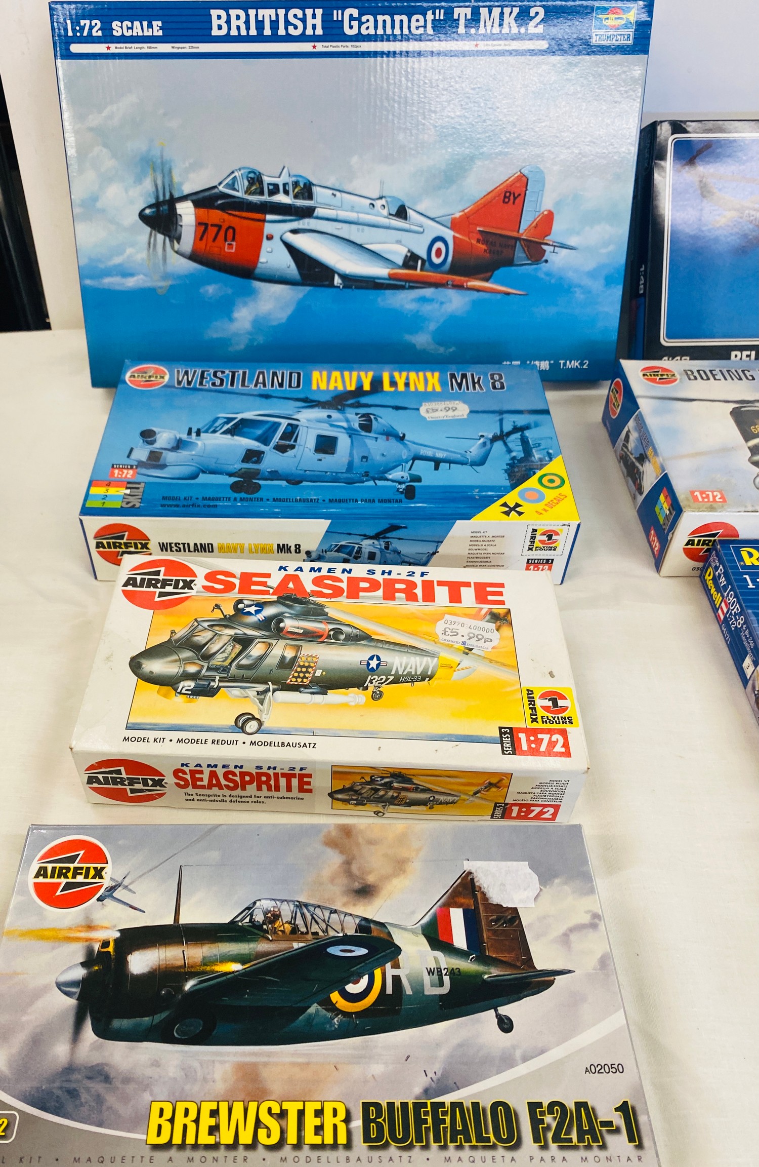 Selection of 8 boxed airfix models to include, Trumpeter gannet T.MK.2, Airfix Seasprite, Buffalo - Image 3 of 3