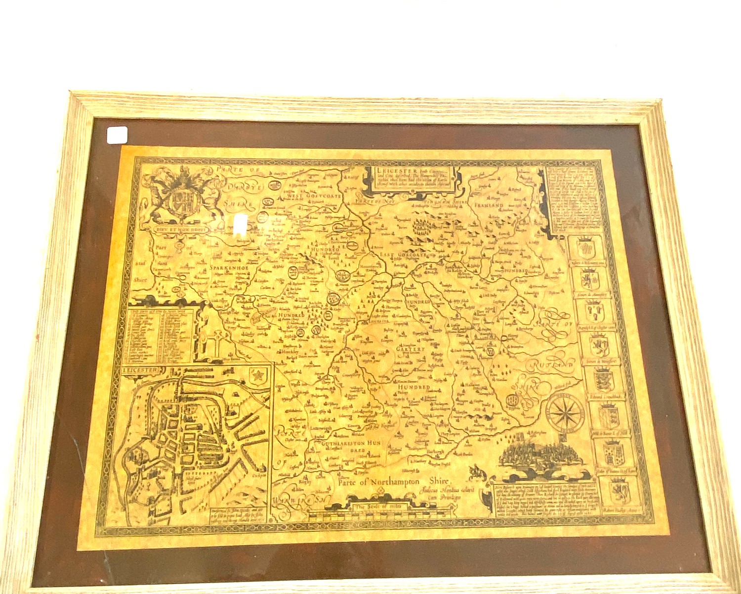 Framed map of Leicestershire