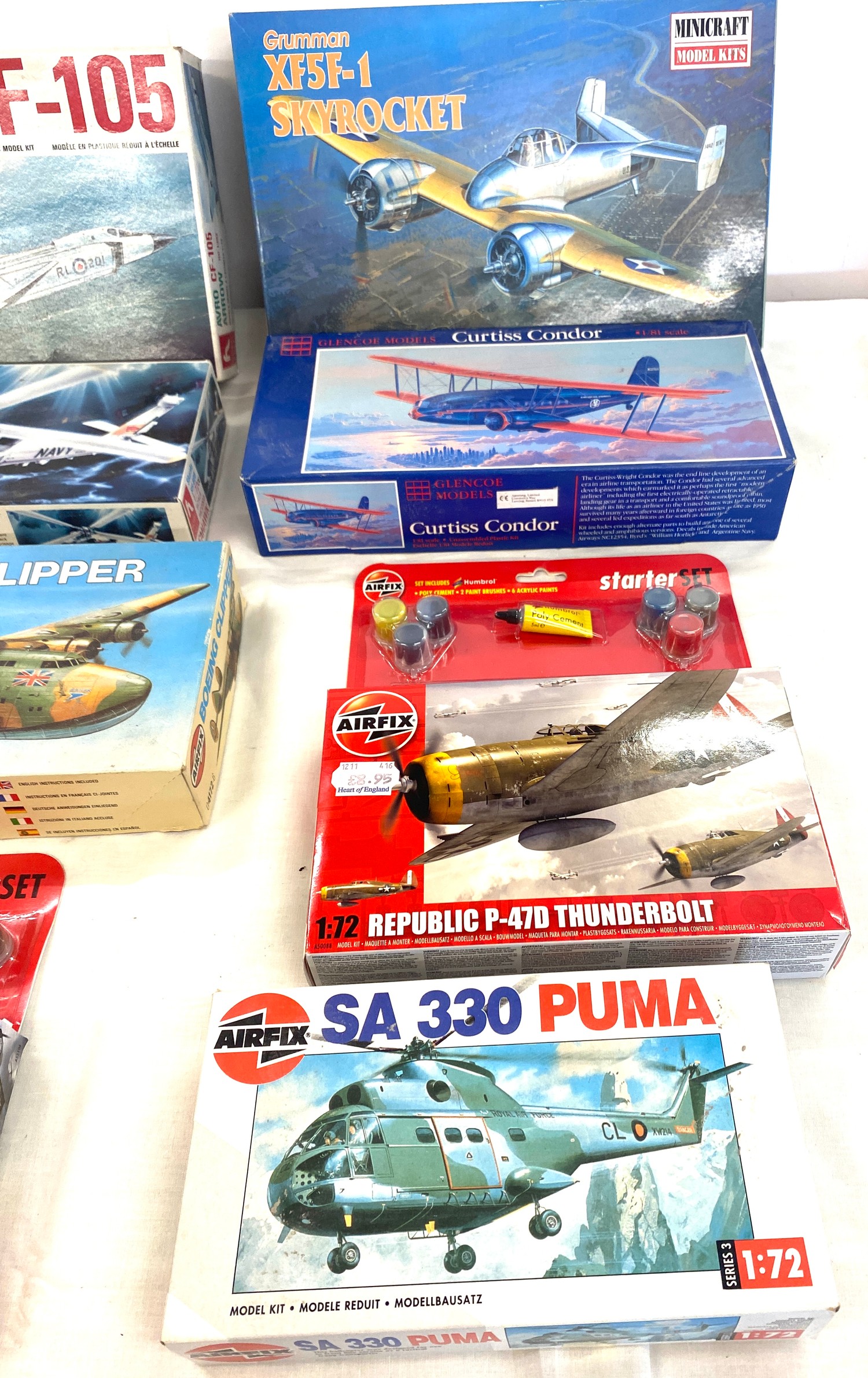 Selection of 8 boxed airfix models to include, Airrow CF-105, Airfix Boeing 314 clipper, Hobby craft - Image 3 of 3