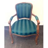 Mahogany framed queen ann legged hall chair