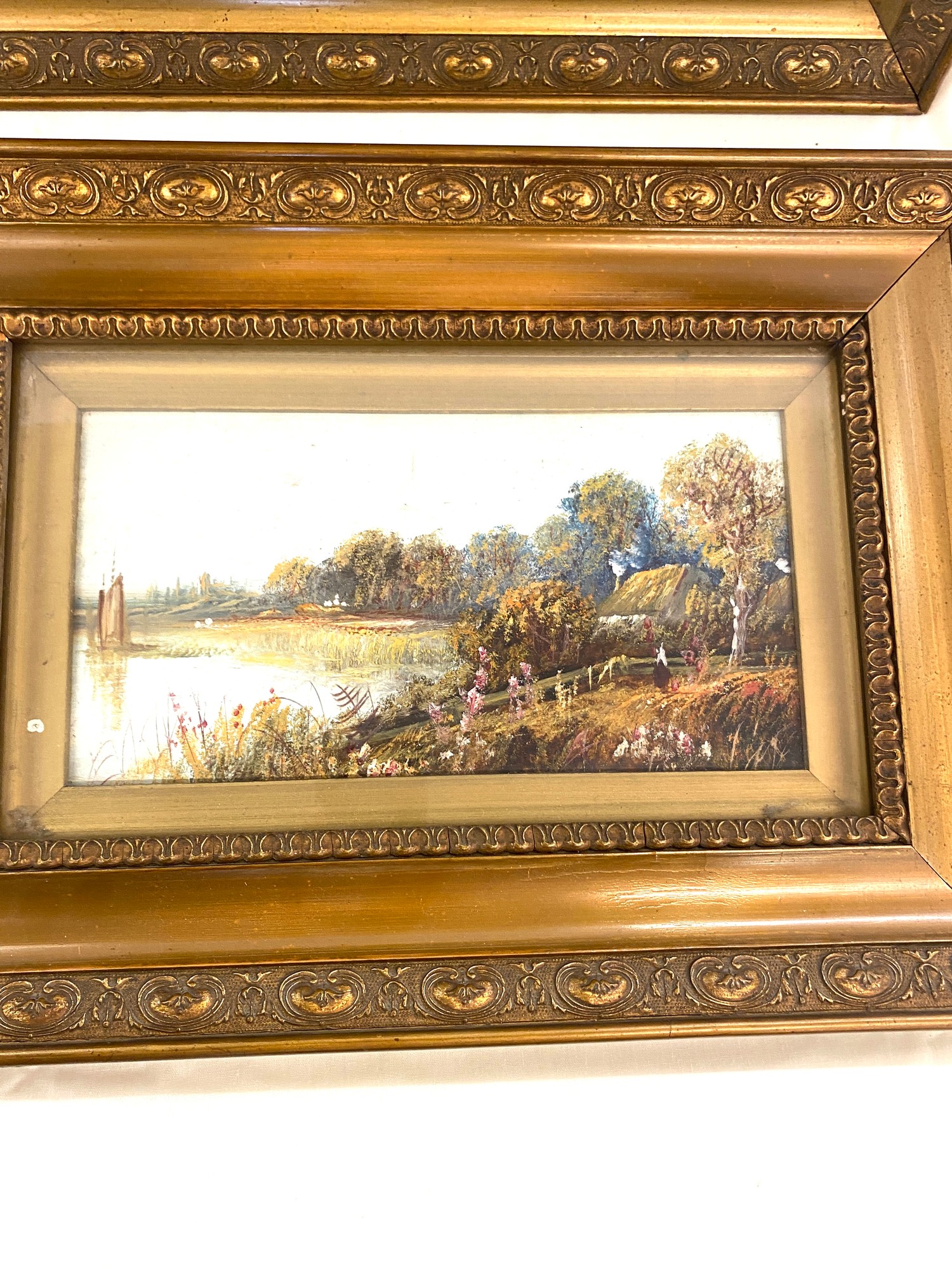 2 Gilt framed oil on board antique pictures - Image 3 of 3